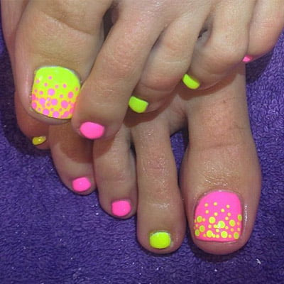 diseños de uñas de pies fluor