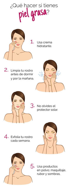 Maquillaje para piel grasa infografía